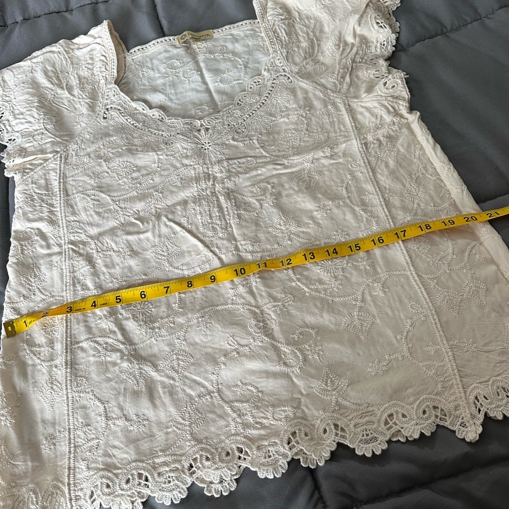 Light cream  Women's Top with lace.